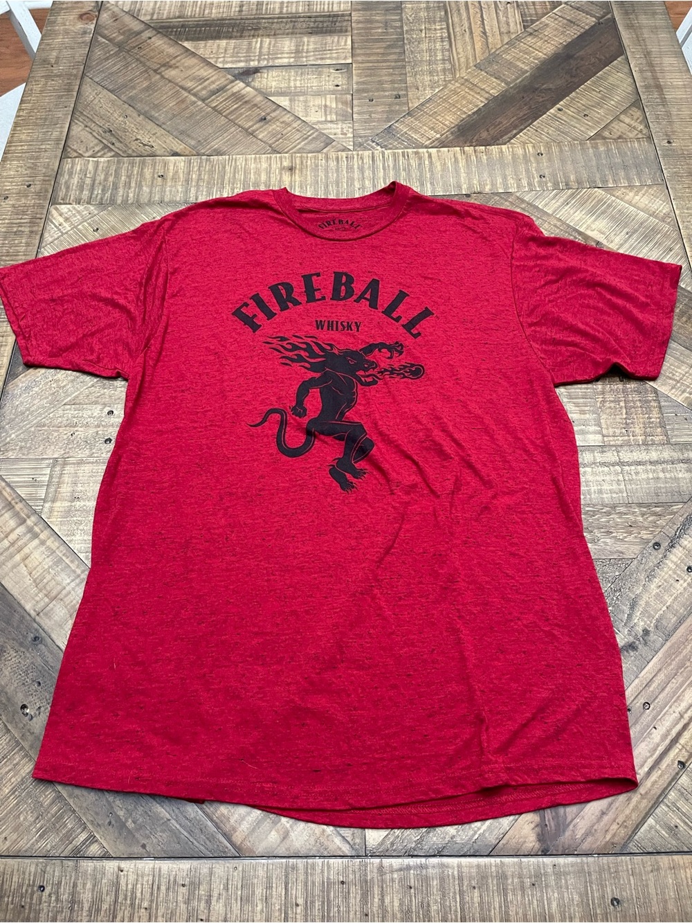 Official Fireball Cinnamon Whiskey Promo Tee Short Sleeve Red